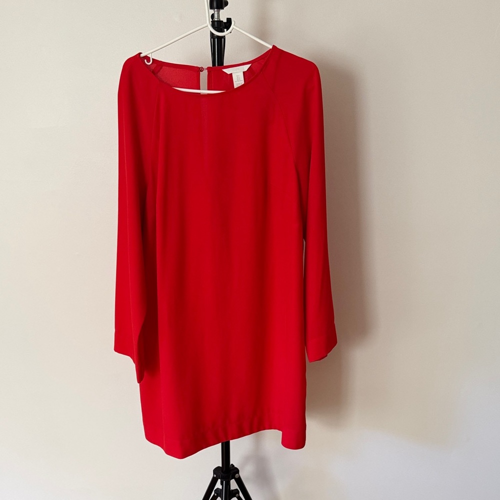 H&M Vibrant Red Long Sleeve Dress